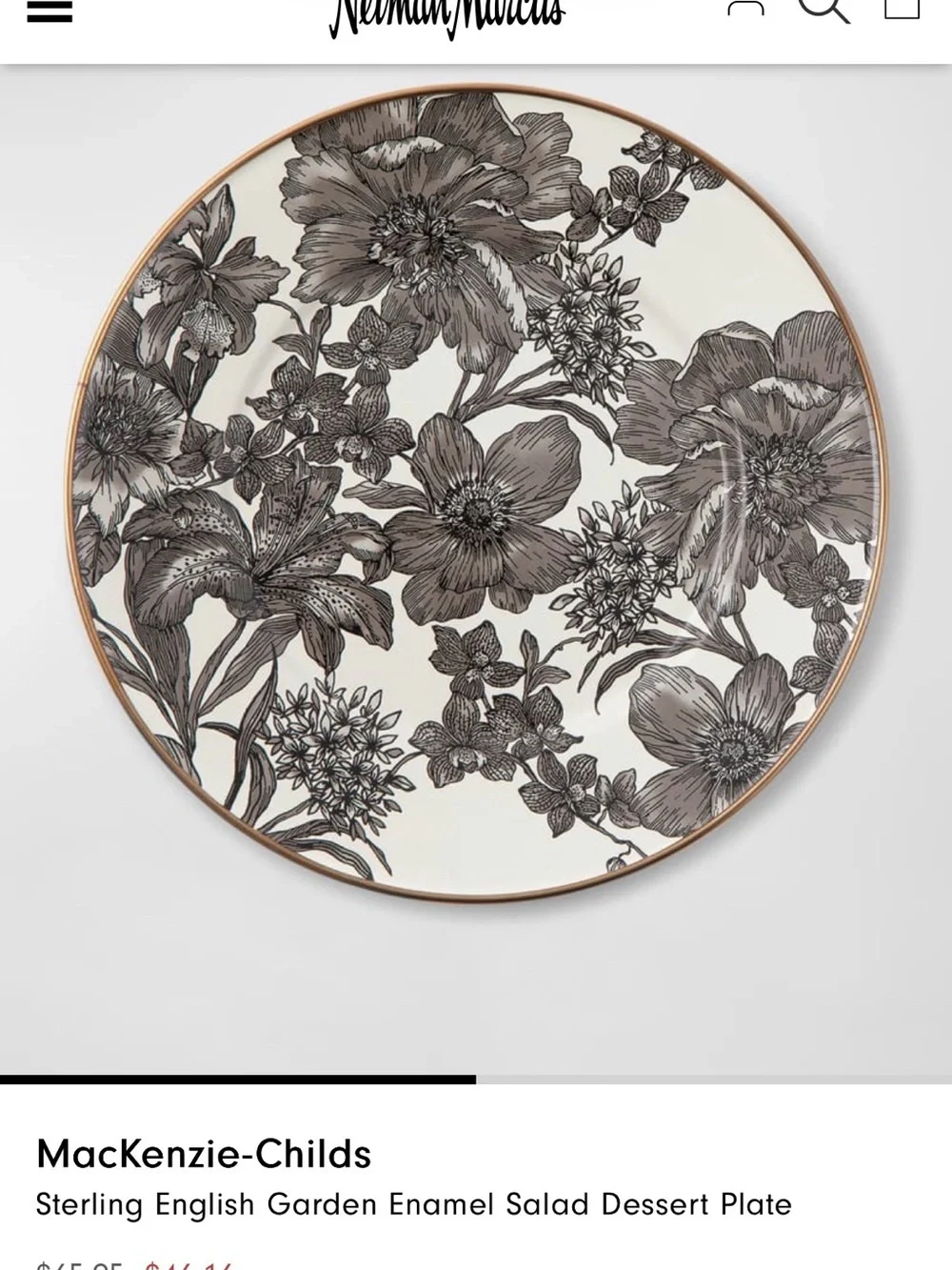 NWT MacKenzie-Childs Sterling English Garden Enamel Salad Dessert Plate